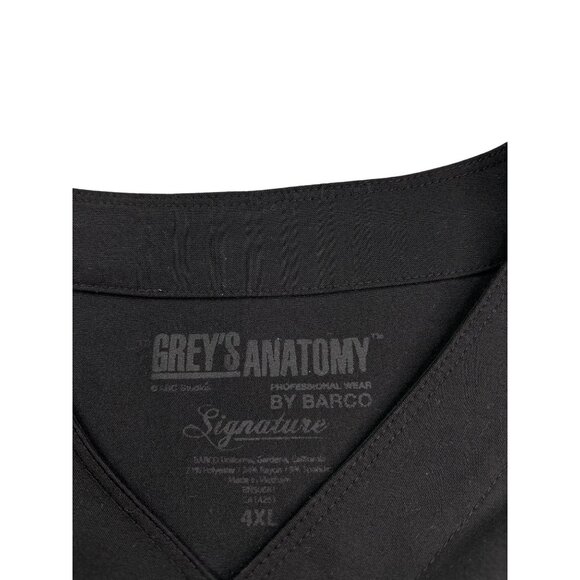 Greys Anatomy By Barco 4XL Black Scrub Top Custom Embroidered Wolf Logo - Picture 5 of 6